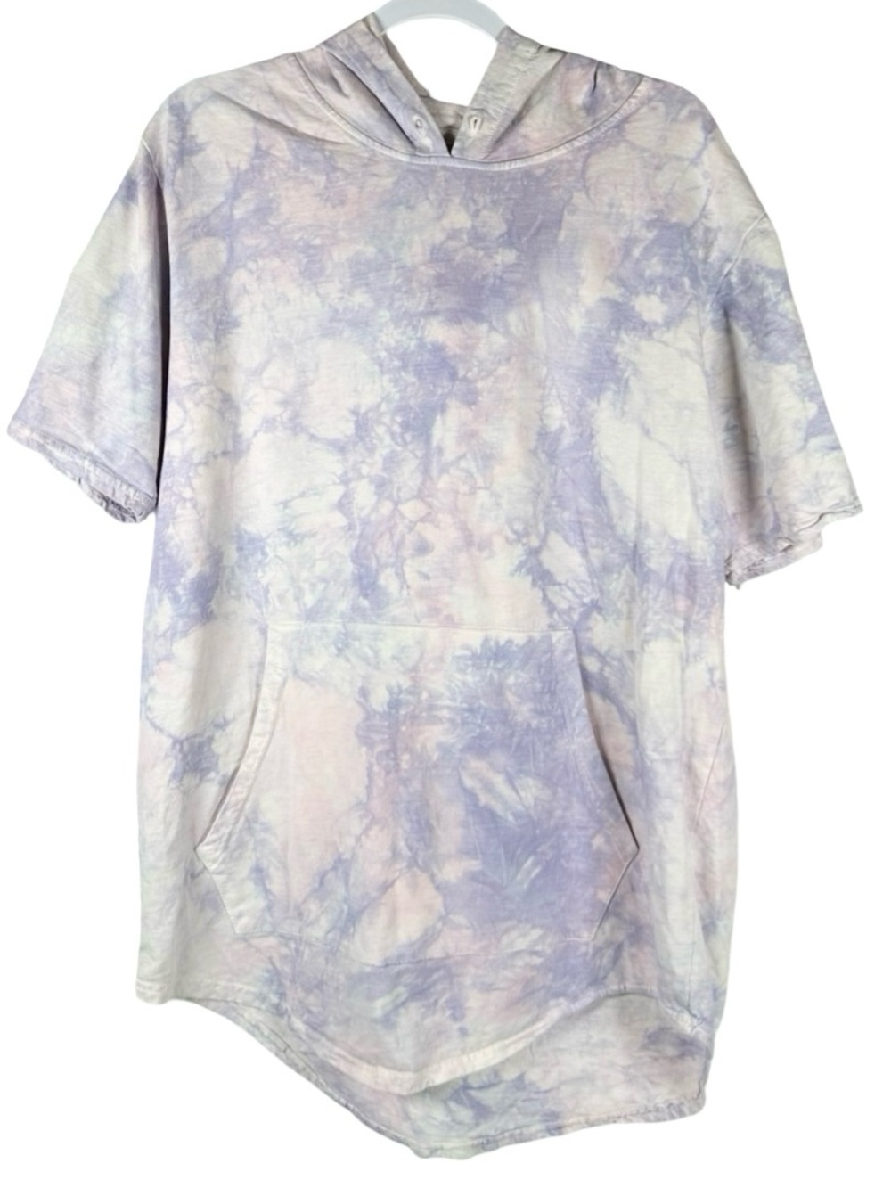 Elwood Purple White Tie Dye Short Sleeve Beach Streetwear Hoodie Unisex Large